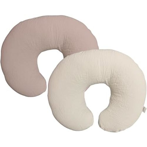 Nursing Pillow Cover,Muslin Cotton,Removable Cover for Breastfeeding Pillows, 2-Pack Pillow Covers, Ultra-Soft Baby Nursing Pillow, Fits Newborn Feeding Pillow 22.5IN*18IN (Sand)