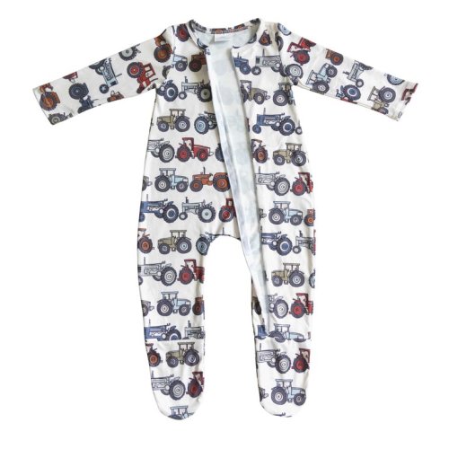 Infant Boutique Long Sleeve Baby Onesies Bodysuits Baby Boy Girl's Romper Zipper Farm Truck Cute Toddler Sleep Wear Newborn