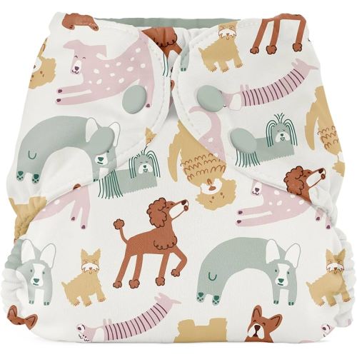 Esembly Cloth Diaper Cover - Reusable Swim Diaper, Waterproof, Breathable - Adjustable Outer Layer Over Absorbent Inner for Blowout Protection - Off-Leash, Size 1 (7-17lbs)