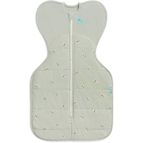 Love to Dream Swaddle UP Warm, 2.5 TOG, Dramatically Better Sleep, Allow Baby to Sleep in Preferred Arms Up Position for Self-Soothing, Snug Fit Calms Startle Reflex, 5-8.5lbs, Olive Bees