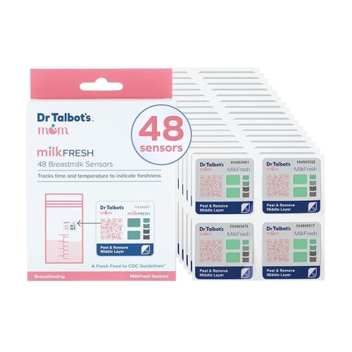Dr. Talbot's Mom MilkFresh Breast Milk Sensors - Track Freshness of Pumped Milk with App. Manage Storage Bag Inventory, 48 pk