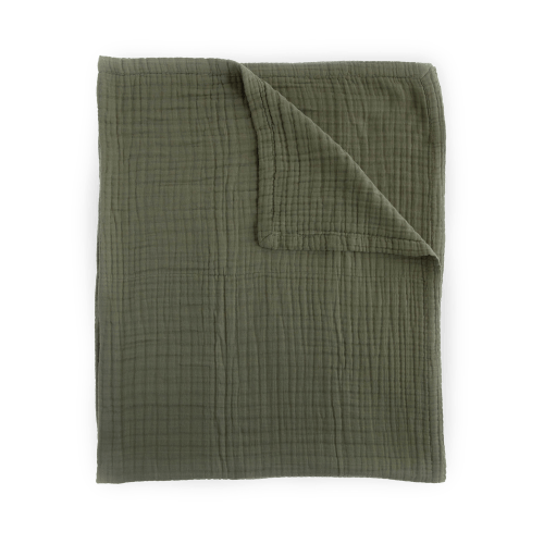 Cotton Muslin Quilted Throw - Fern