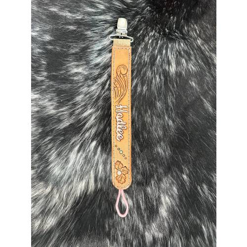 Tooled Leather Paci Clip
