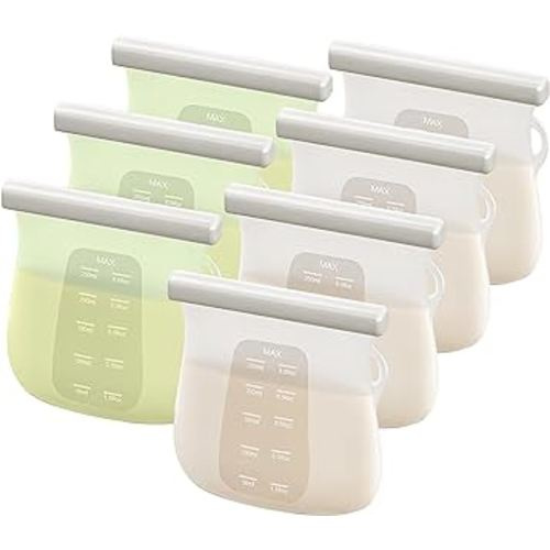 Reusable Breast Milk Storage Bags | 8.5oz Silicone Breast Milk Storage Bags Freezer, 7pcs Double Seal, BPA Free Breastmilk Storage Container for Breastfeeding