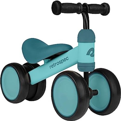 Retrospec Cricket Baby Walker Balance Bike with 4 Wheels for Ages 12-24 Months - Baby Toys & Toddler Toys for 1 Year Olds - Ride On Bicycle - Boys & Girls