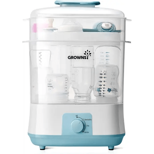 GROWNSY Bottle Sterilizer and Dryer, Electric Steam Baby Bottle Sterilizer, Bottle Sanitizer for Baby Bottles & Pacifiers, Breast Pump Parts Blue