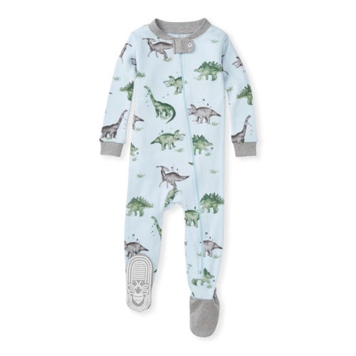 18M Happy Herbivores Organic Baby Zip Front Snug Fit Dinosaur Footed Pajamas | Burt's Bees Baby™