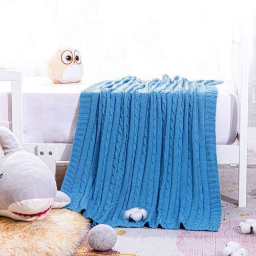 Cotton Cable Knit Toddler Blanket, Super Soft Warm Breathable Baby Blanket, 30x40 Inches, Sea Green - Ntbay