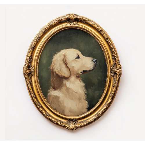 Mini Vintage Golden Retriever Lovers Portrait, Artful Dog Prints Oil Painting, Cute Art Print Cottage Core Artwork, Painterly DogMom Gift