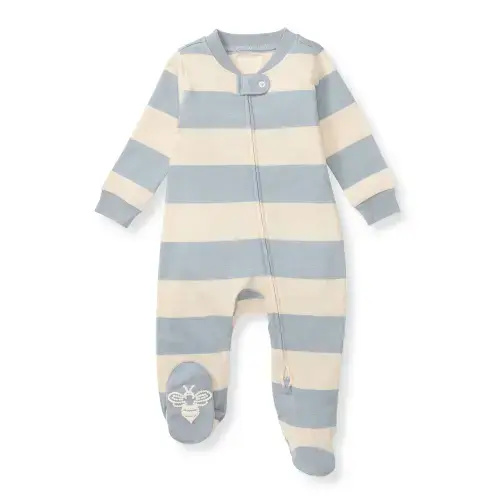 0-3 Months Rugby Stripe Organic Cotton Sleep And Play Quarry