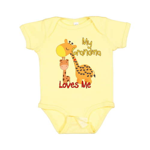 Inktastic My Grandma Loves Me Giraffe Boys or Girls Baby Bodysuit