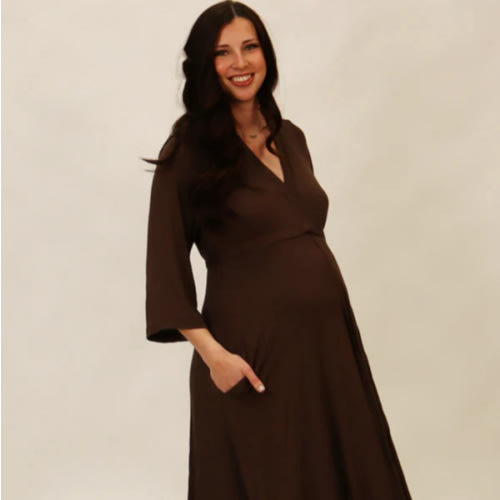 Lila Labor & Postpartum Gown in Mocha