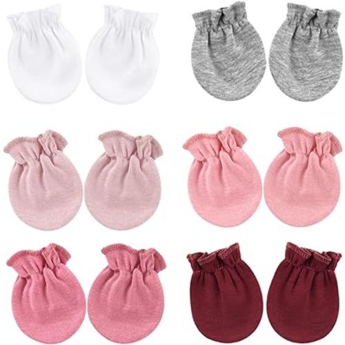 BQUBO Newborn Infant Toddler Mittens No Scratch Cotton Elastic Wrist Gloves Hypoallergenic for 0-6 Months Baby Boys Girls