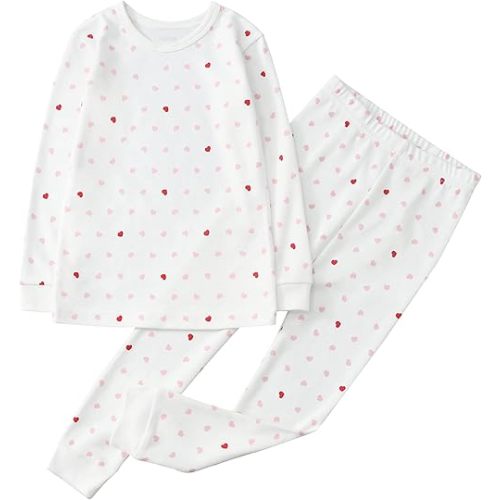 Owlivia 100% Organic Cotton Long Sleeve Pajama Set, Pink Heart - size 12-18 Months