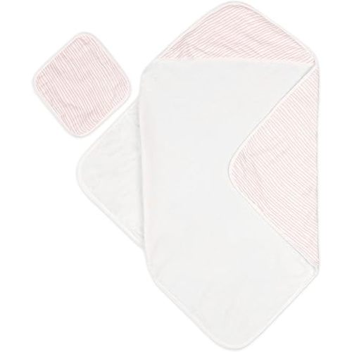 Bamboo Viscose Baby Hooded Towel & Washcloth Set for Babies and Toddlers, Tiger, Soft & Absorbent, 70% Viscose from Bamboo, 30% Cotton Muslin - Imported (Pink)