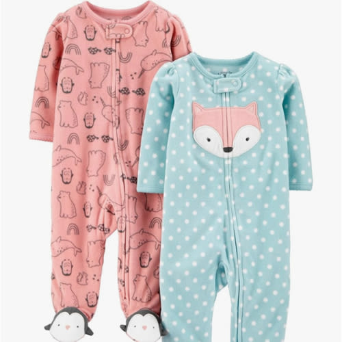 Simple Joys by Carter's Baby Girls' Fleece Footed Sleep and Play, Pack of 2