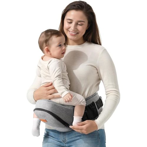 besrey Baby Hip Carrier, Hip Baby Carrier,Toddler Hip Carrier, Fanny Pack Baby Carrier Hip Seat, Side Baby Carrier for Toddler, Up to 44lb, Baby Holder Carrier, Dad Infant Carrier Hipseat (Grey)