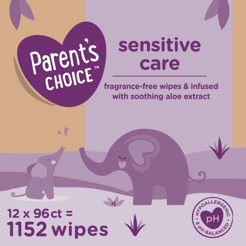 Parent's Choice Sensitive with Soothing Aloe Baby Wipes, 12 packs of 96 (1152 count)