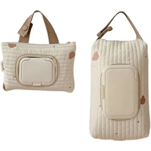 Embroidered Bear Stroller Wet Wipe Pouches Portable Baby Wipe Holder Embroidery Baby Wipes Storage Bag for Travel