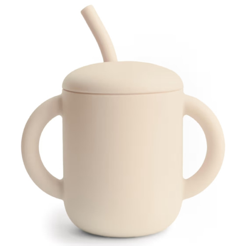 mushie 100% Silicone Training Cup & Straw for Toddlers | 6 Months+ (Shifting Sand)