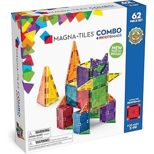 MAGNA-TILES Combo 62-Piece Magnetic Construction Set, The Original Magnetic Building Brand
