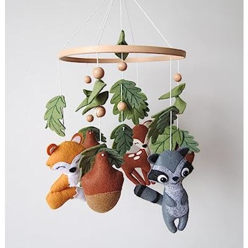 Woodland Crib Mobile Woodland Baby Mobile for Crib Forest Animals Theme Mobile Nursery Decor Jungle Baby Crib Mobile for Boys Girls