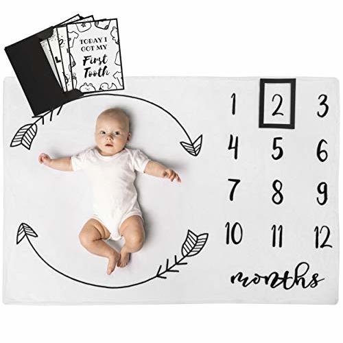 Henry Hunter Baby Milestone Blanket for Your Baby's Monthly Milestones with Frame & Memory Cards | Photo Milestone Blanket for Baby Boy and Girl | Premium Cotton Fleece | 30" x 40" (Gender Neutral)