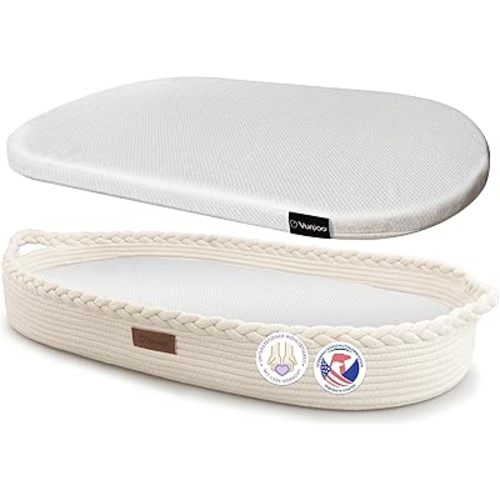 Yunioo Baby Changing Basket, Portable Diaper Changing Pad, Moses Basket for Newborns, Changing Table Topper for Baby Nursery, Waterproof Travel Pad Cover
