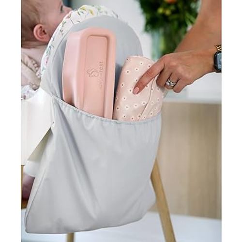 Highchair Handy Pocket Pouch, Compatible with IKEA Antilop Highchair,High Chair Accessories, Wipeable and Waterproof Material, One Large Pouch with an Internal Zip Pocket-(Light Grey)