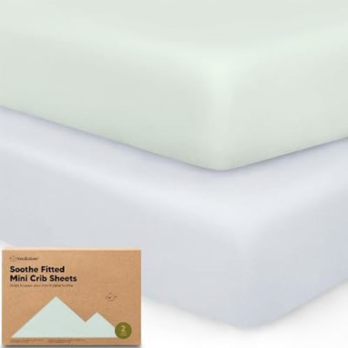 2-Pack Mini Crib Sheets Fitted, 38x26 Pack N Play Mattress Sheets (Cove)