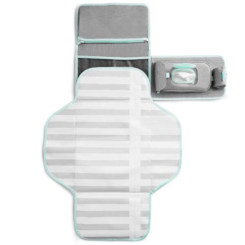 Munchkin Portable Changing Pad – Lightweight and Compact Baby Diaper Changing Mat with Silver-Ion Technology, Includes 12 Diaper Disposal Bags, Grey