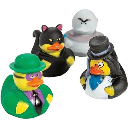 Fun Express Super Hero Villain Rubber Duckies - Birthday Party Toys, Favors and Supplies (Set of 12)
