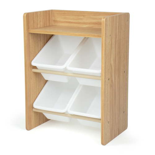Humble Crew Journey Storage Organizer with 4 Plastic Storage Bins, Natural/White