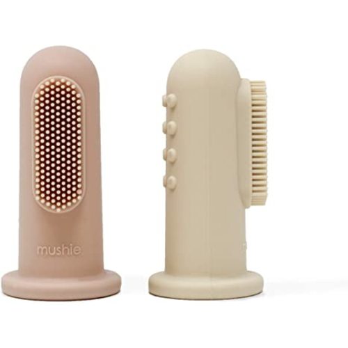 mushie Baby Finger Toothbrush (Blush/Shifting Sand) 2-Pack