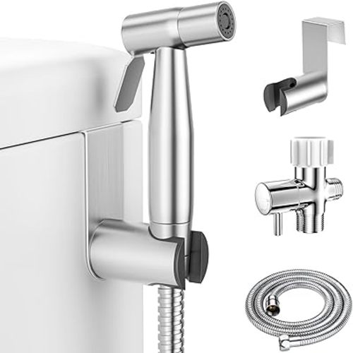 LUFEIDRA Handheld Bidet Sprayer for Toilet-Adjustable Water Pressure Jet Spray with Bidet Hose for Feminine Wash, New Premium Stainless Steel Muslim Shower Toilet Bidet Cloth Diaper Sprayer Set