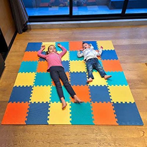 MioTetto Soft Non-Toxic Foam Baby Play Mat | Toddler Playmat | Colorful Jigsaw Puzzle Play Mat | 36 Squares Foam Floor Mats for Kids & Babies | EVA Foam Interlocking Tiles for Gym, Nursery, Playroom