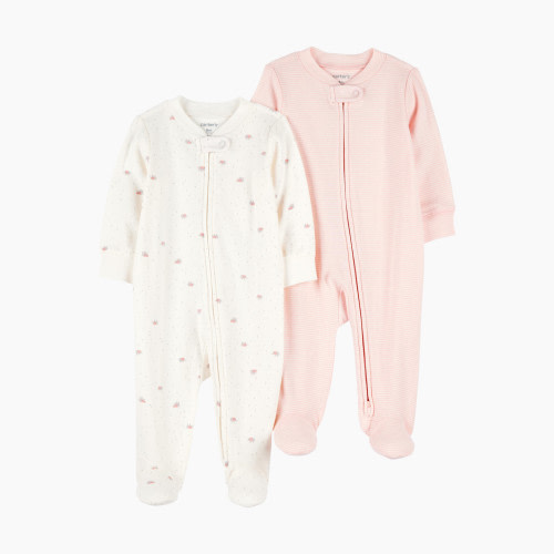 Carter's 2-Way Zip Cotton Sleep & Plays (2 Pack) - Cream, 6 M