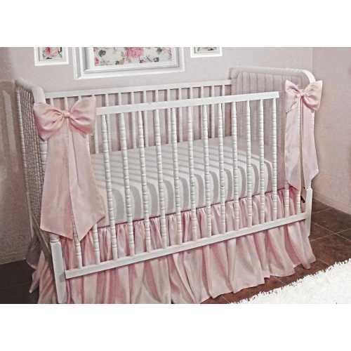 Pearl Blush Pink Girl's Crib Set - Full soft skirt with 2, 3 or4 large bows! Free shipping!