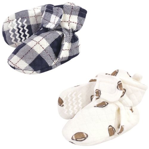 Hudson Baby Infant and Toddler Boy Quilted Booties 2pk, Football, Size: 0-6 months