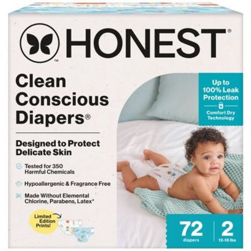 The Honest Company Clean Conscious Disposable Diapers - Ocean Bottoms & Chilly Cheeks - Size 5 - 44ct