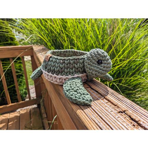 Turtle Basket | Medium | Nautical Nursery | Ocean Theme | Handmade to Order | Solid Pattern