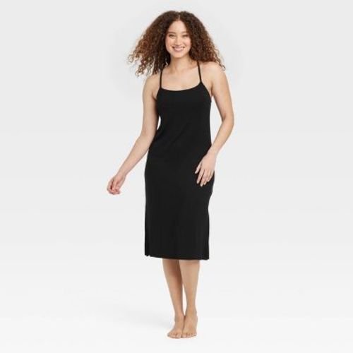 Women's Cloud Knit Chemise - Auden™ Black M: Modal-Spandex Blend, Adjustable Straps, Sleeveless, Pullover Nightgown