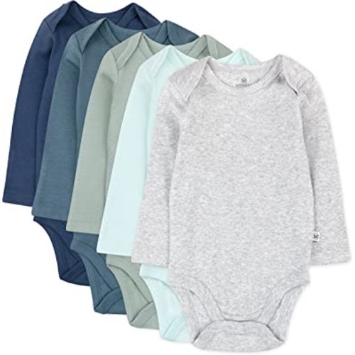 HonestBaby baby-boys 5-pack Long Sleeve Bodysuits One-piece 100% Organic Cotton for Infant Baby Boys, Unisex