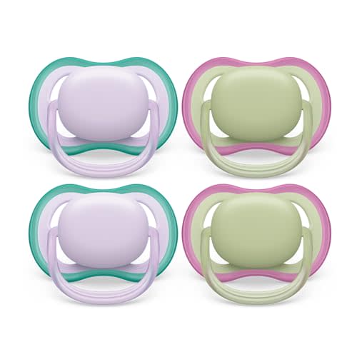 Philips Avent Ultra Air Pacifier - 4 x Light, Breathable Baby Pacifiers for Babies Aged 0-6 Months, BPA Free with Sterilizer Carry Case, SCF085/50