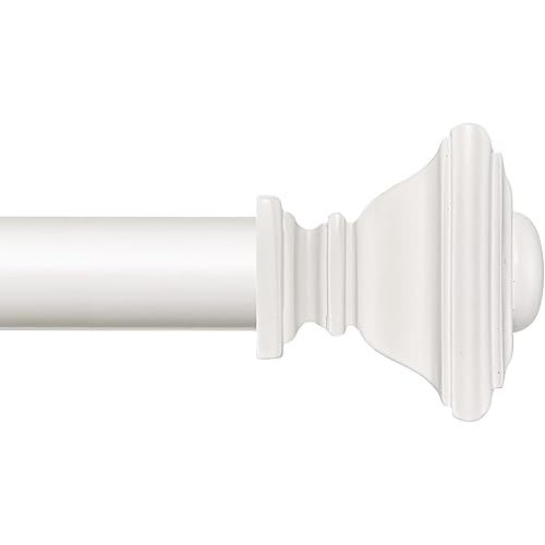 BRIOFOX White Curtain Rods for Windows 28 to 48 Inch Adjustable Length 1 Inch Diameter Heavy Duty Window Curtain Rods for Indoor Ourdoors With Classic Square Finials