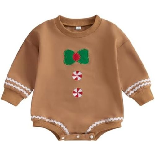 MoZiKQin Baby Christmas Outfit Girl Boy Crewneck Sweatshirt Bubble Romper Sweater Jumpsuit Cute Fall Winter Clothes