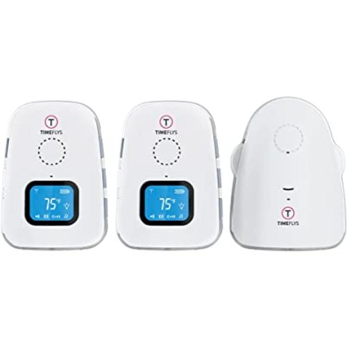TimeFlys Audio Baby Monitor Twin Crown,Temperature Monitoring,Vibration,Lullabies,Rechargeable Battery,Two Way Talk,USB Connection,Zero Emission at Night Mode,Long Range up to 1000 ft