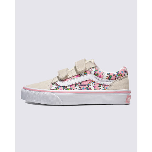 Little Kids Old Skool V Unicorn Shoe in White / Pink | Vans