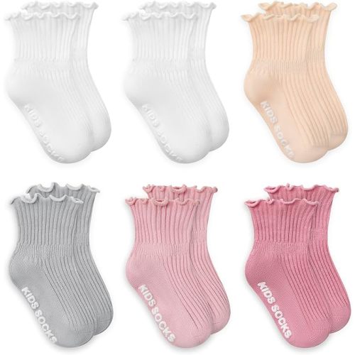 Zando Baby Girl Non-Slip Socks with Grippers - Toddler Ruffle Socks for Newborn Infant Toddler 0-6 Years