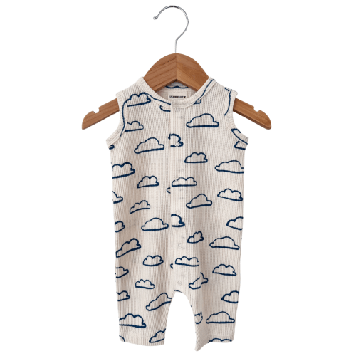 Organic Waffle Easy Romper, Cloud
